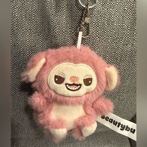 Pink Beautybu Monster Face Plush Bag Charm NEW